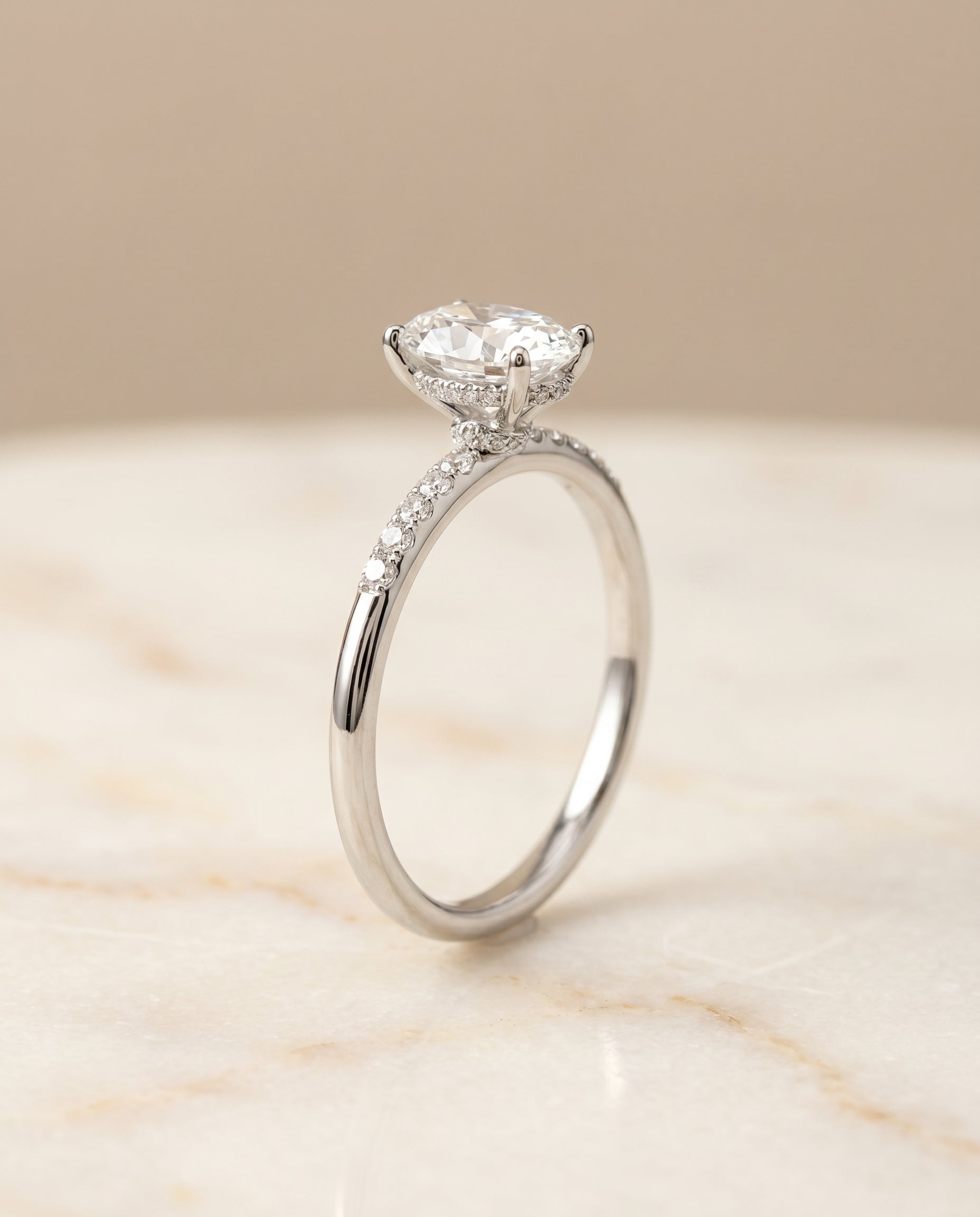 Hidden Halo Pavé styling on The Abbey oval engagement ring setting | RockHer
