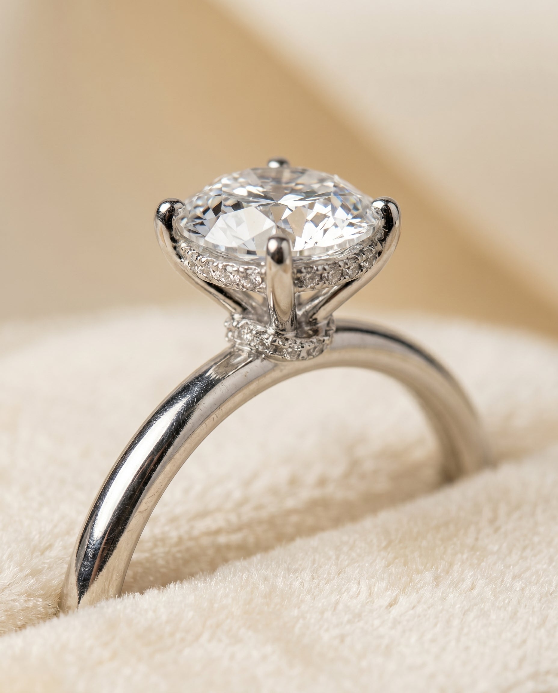 18K White Gold band of The Dolly emerald engagement ring setting | RockHer