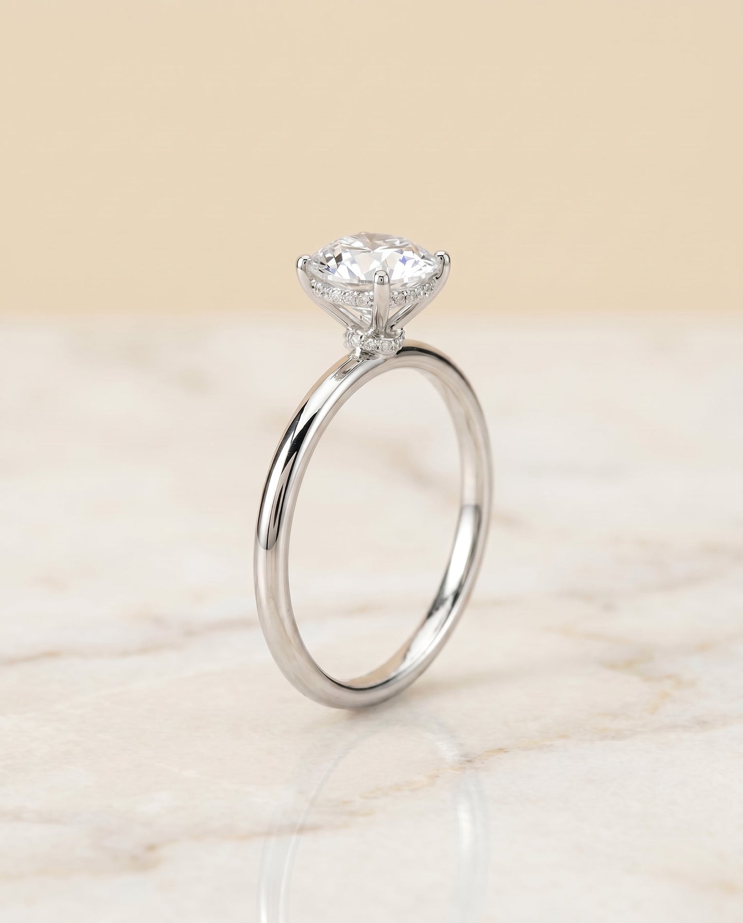 Dolly Select Double Hidden Halo Solitaire Radiant in 18K White Gold – view 2