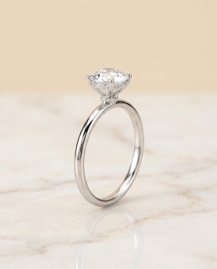 Dolly Select Double Hidden Halo Solitaire in 18K White Gold – view 2