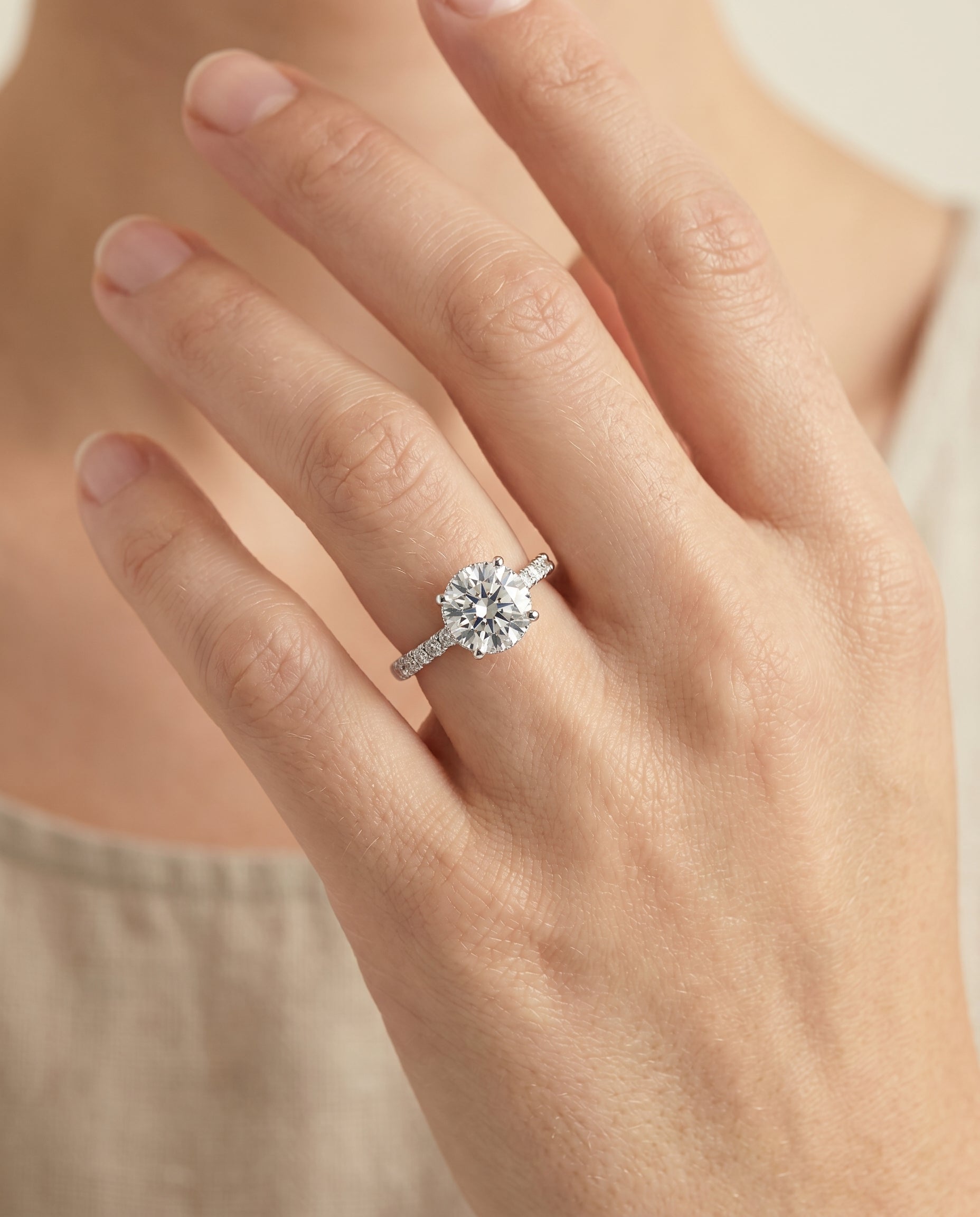 The Abbey setting for round diamonds, made to order in Platinum | RockHer