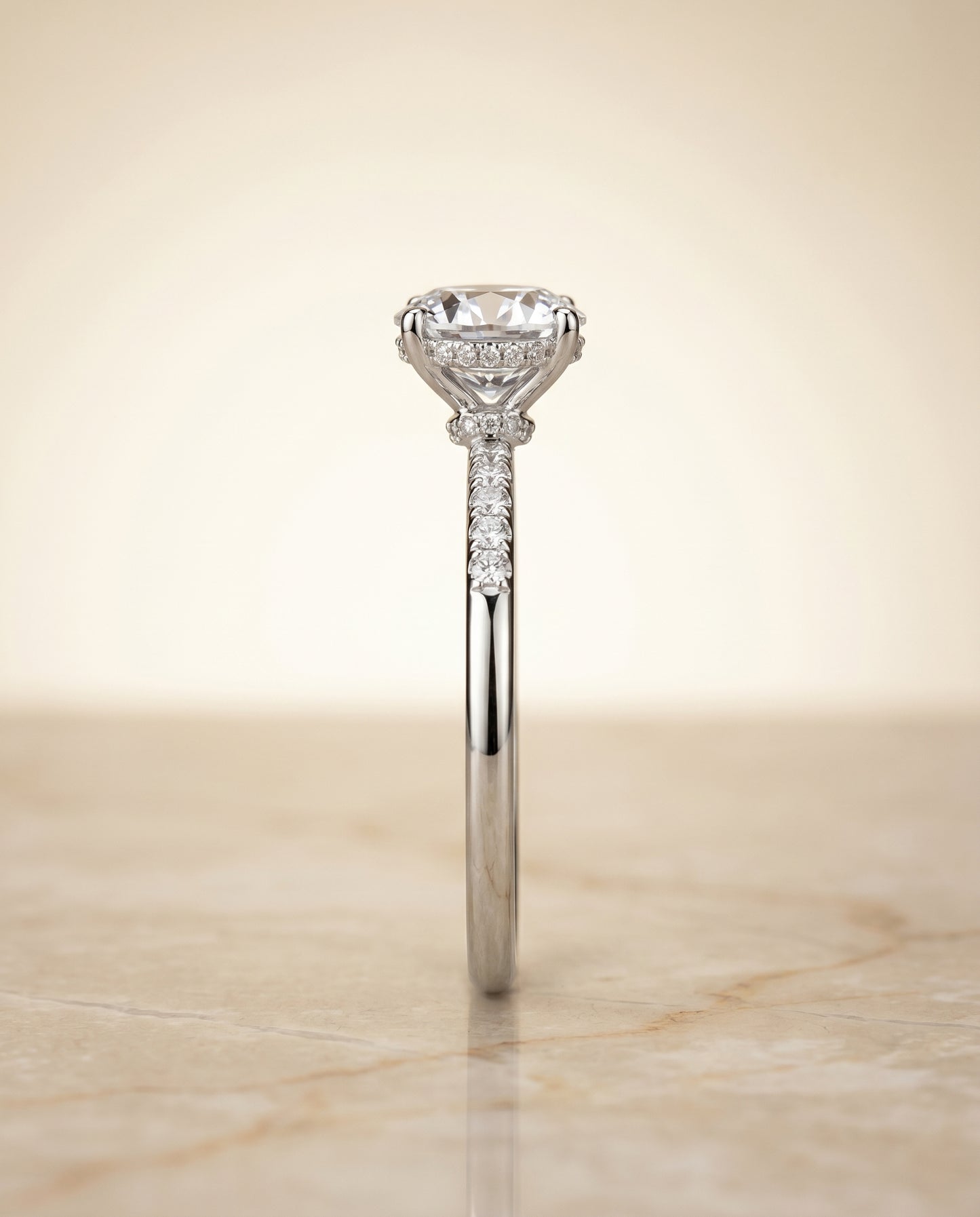 The Abbey Hidden Halo Solitaire Engagement Ring Setting for Round Diamonds in Platinum