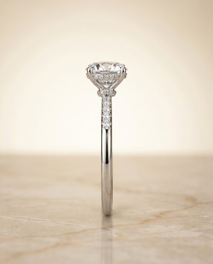 The Abbey Hidden Halo Pavé Round Engagement Ring Setting in Platinum