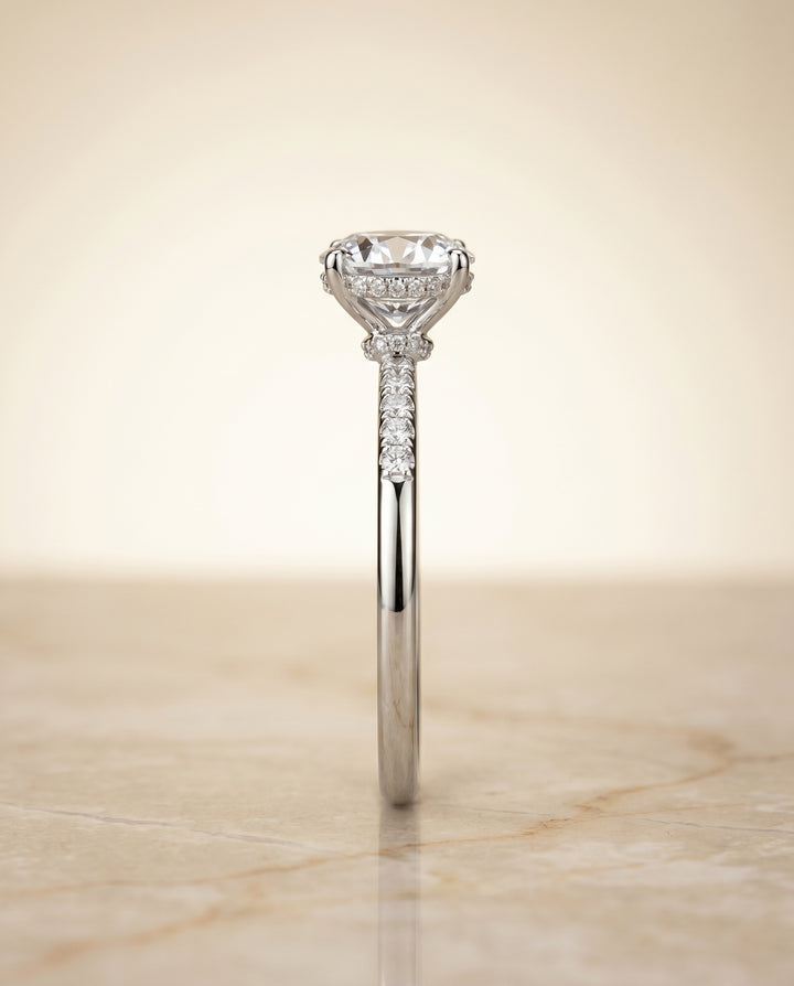 The Abbey Hidden Halo Solitaire Engagement Ring Setting for Round Diamonds in Platinum