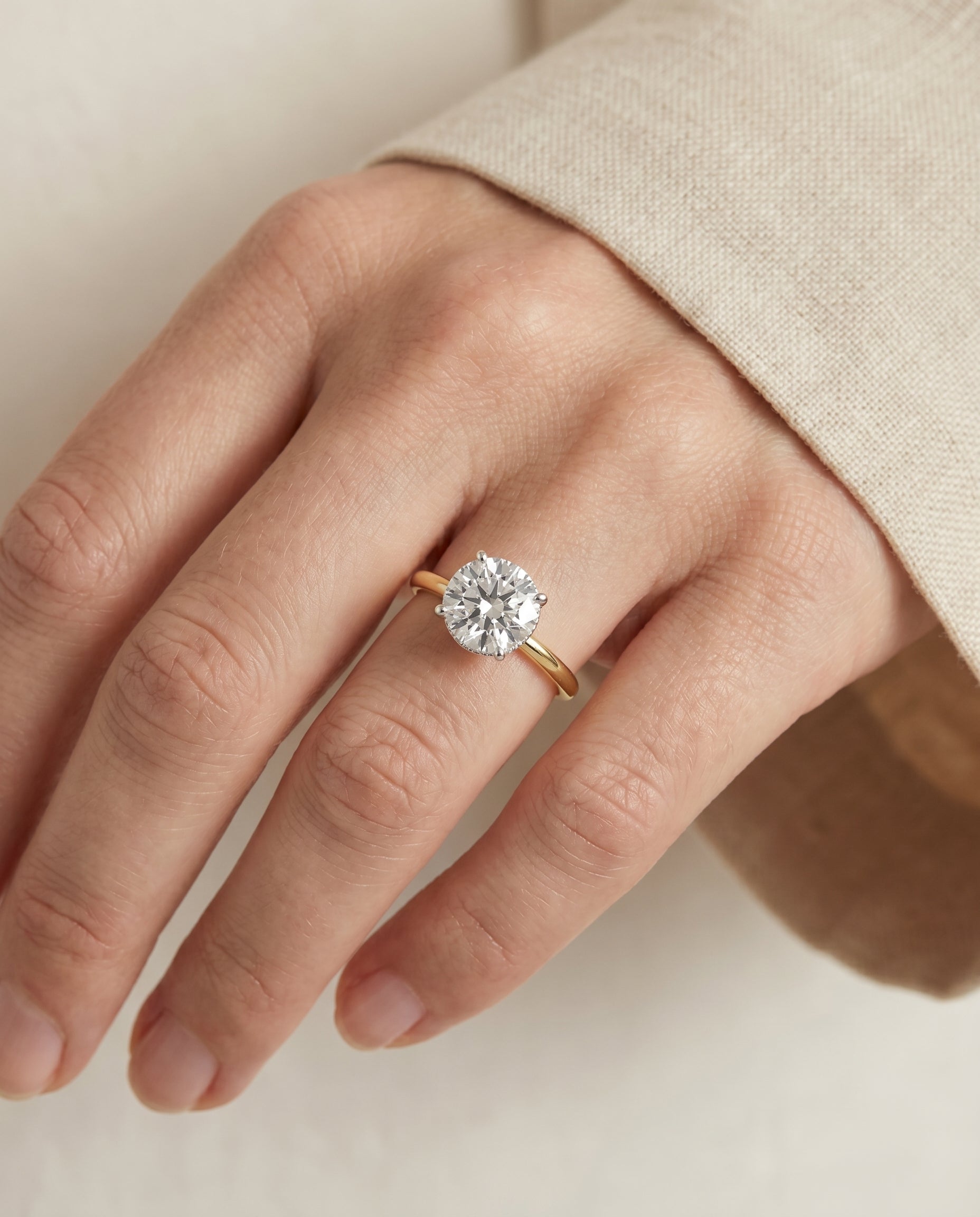 The Dolly engagement ring setting in 18K Yellow Gold, select double hidden halo solitaire design | RockHer