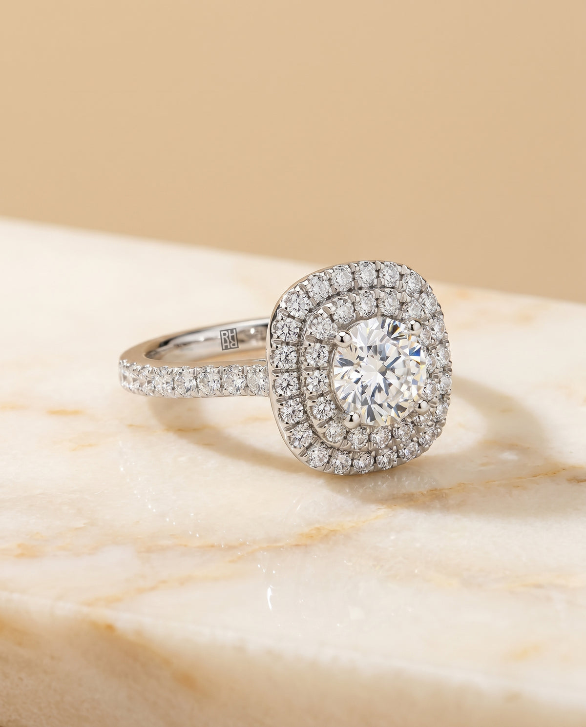 The Whitney cushion engagement ring setting in Platinum | RockHer