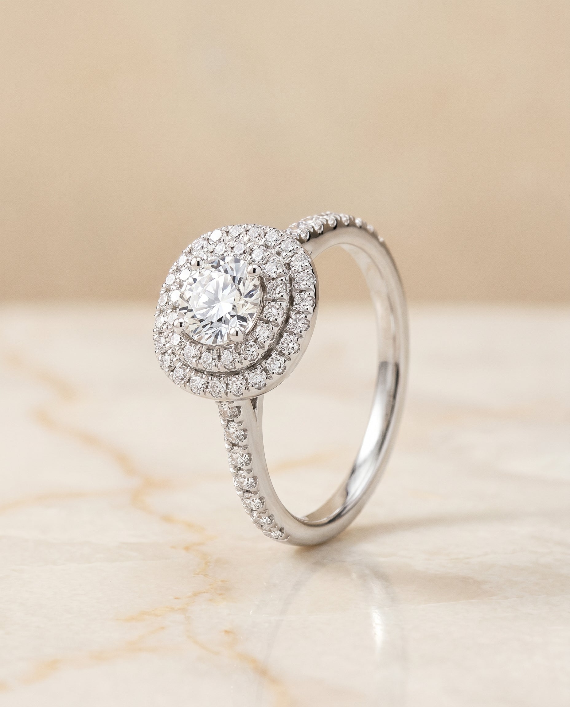 Double Halo Cut styling on The Whitney cushion engagement ring setting | RockHer