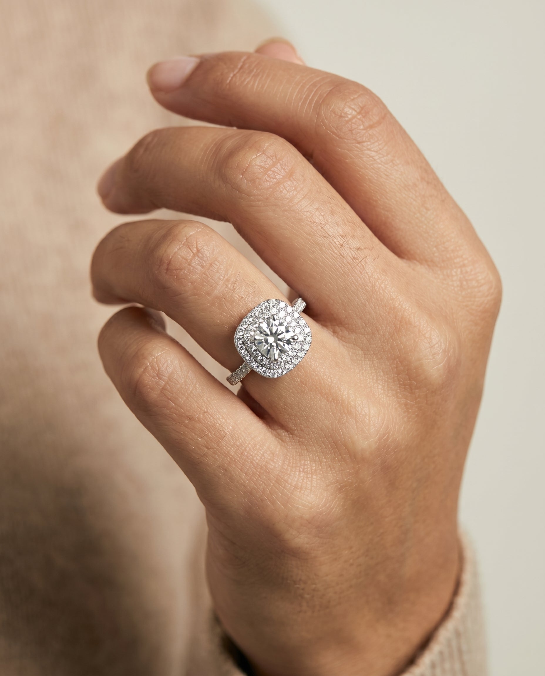 The Whitney setting for cushion diamonds, made to order in Platinum | RockHer