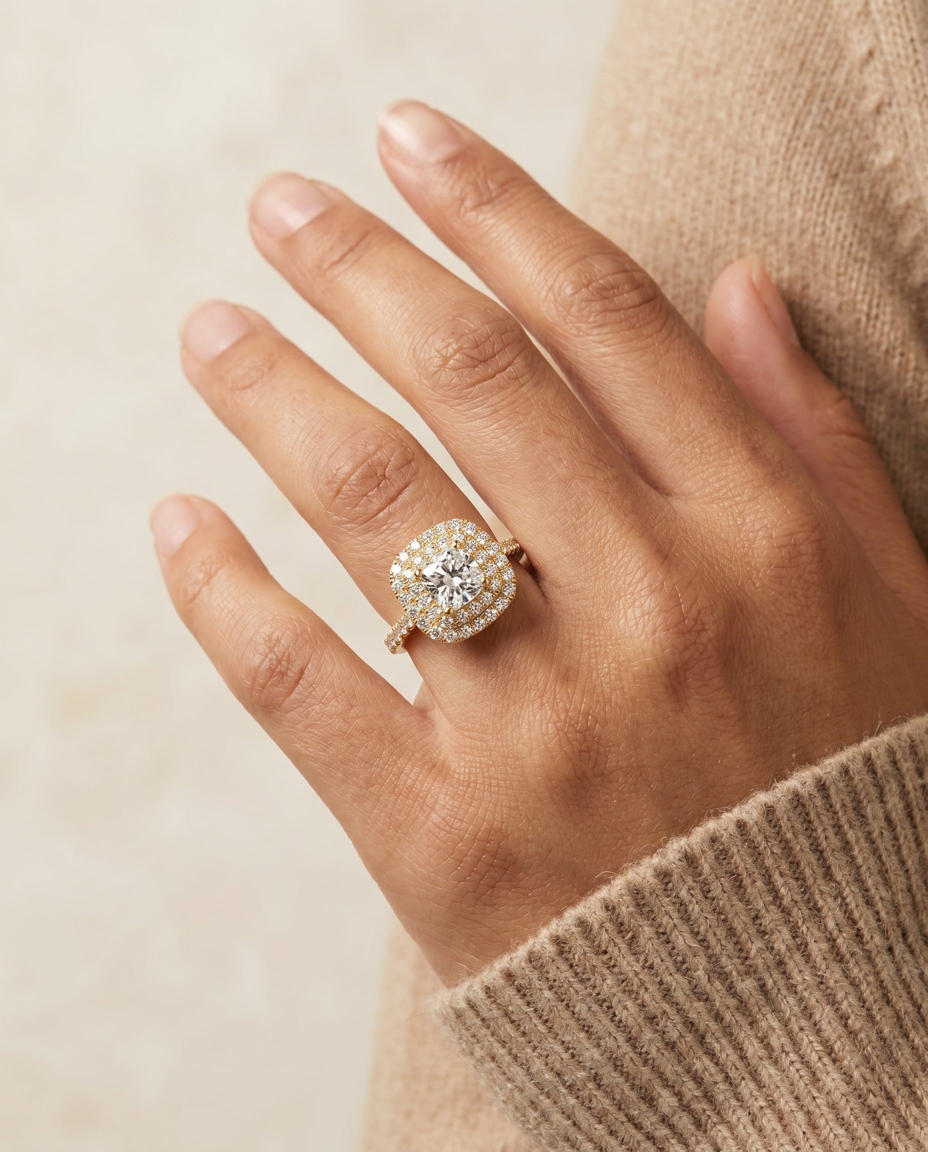 The Whitney setting for cushion diamonds, made to order in 18K Yellow Gold | RockHer