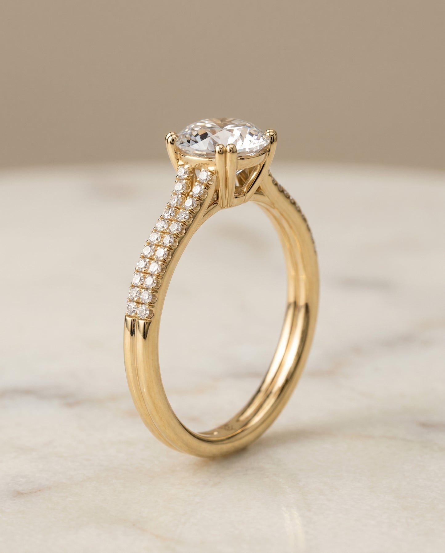 The Joss Engagement Ring Setting for Round Diamonds in 18K Yellow Gold
