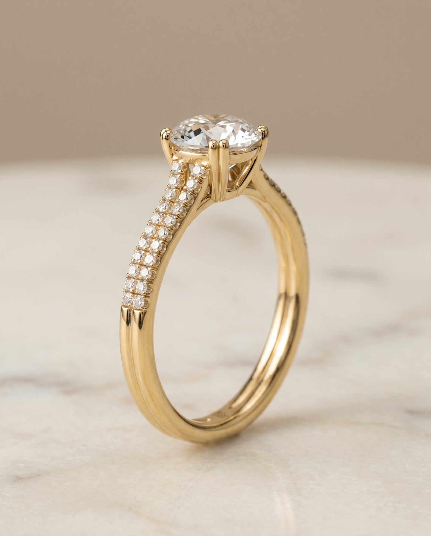 The Joss Select Pavé Engagement Ring with Lab Diamond in 18K Yellow Gold - view 2
