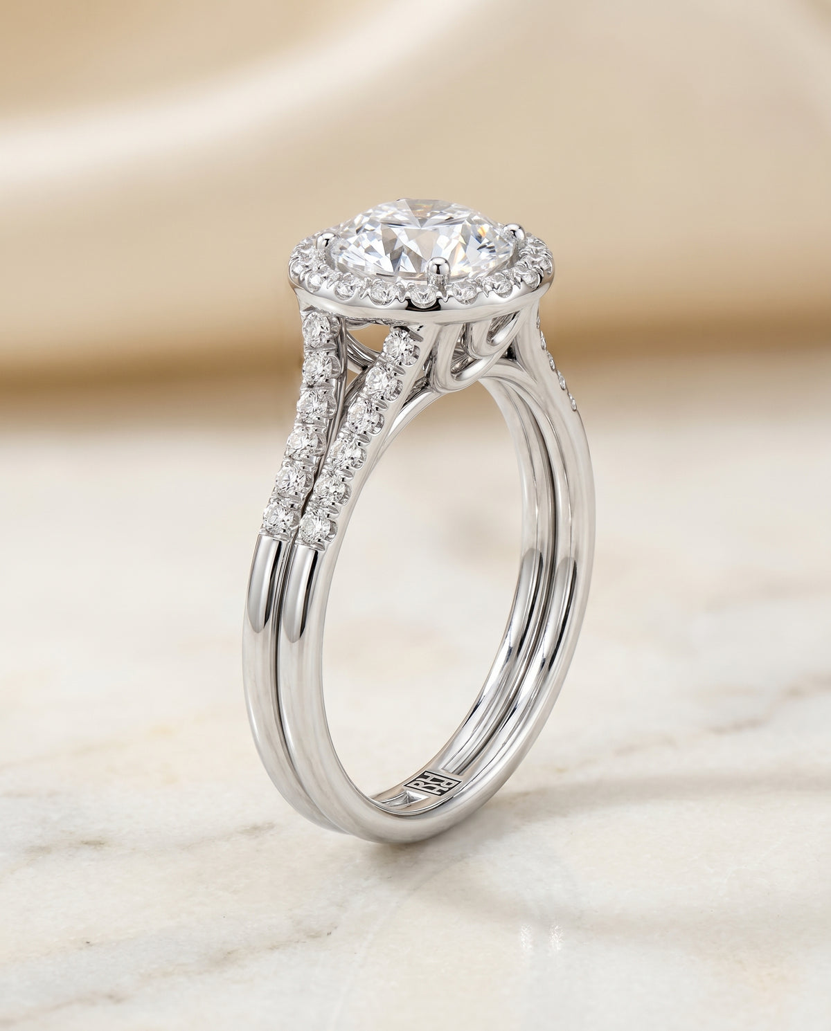 The Toni round engagement ring setting in Platinum | RockHer