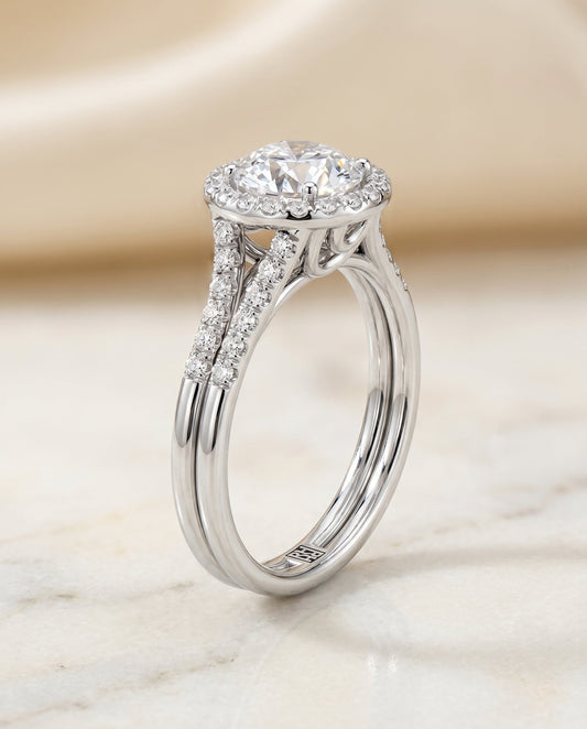 Toni Select Double Row Split Shank Halo in 18K White Gold – view 1