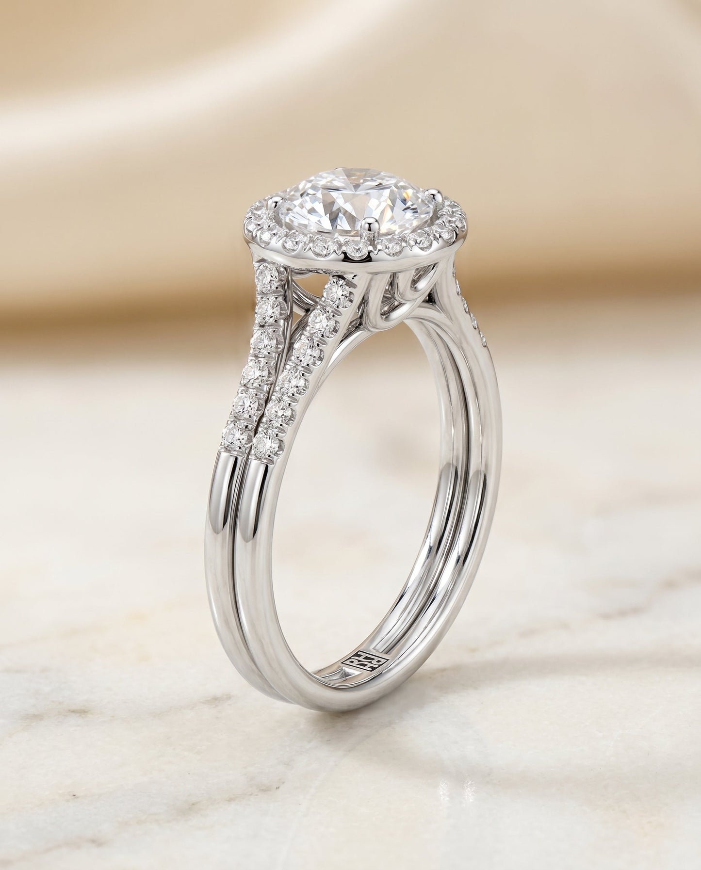 Toni Select Double Row Split Shank Halo in 14K White Gold – view 1
