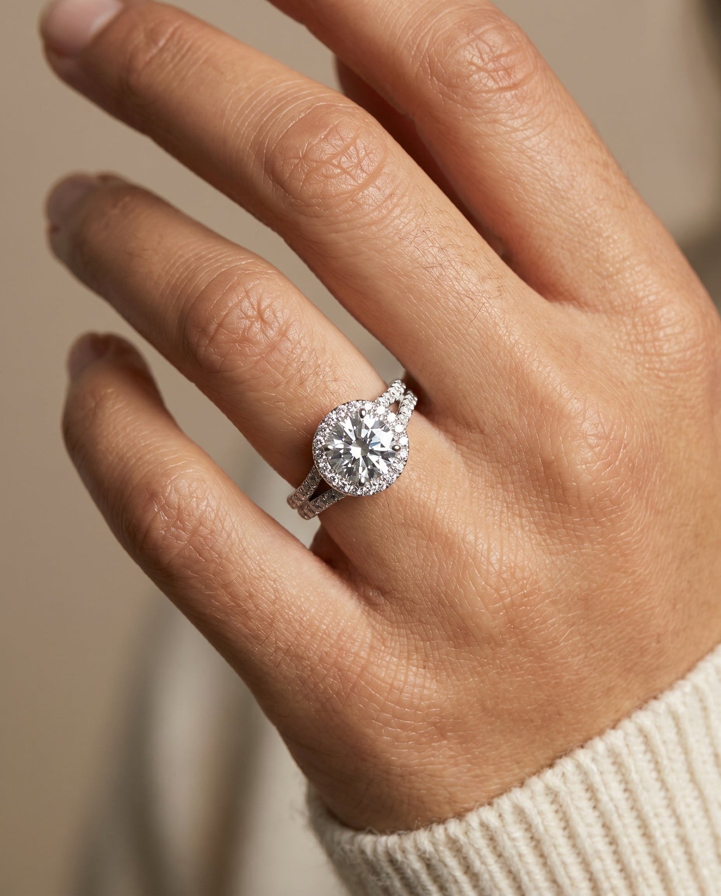 Toni Select Double Row Split Shank Halo in 14K White Gold – view 3