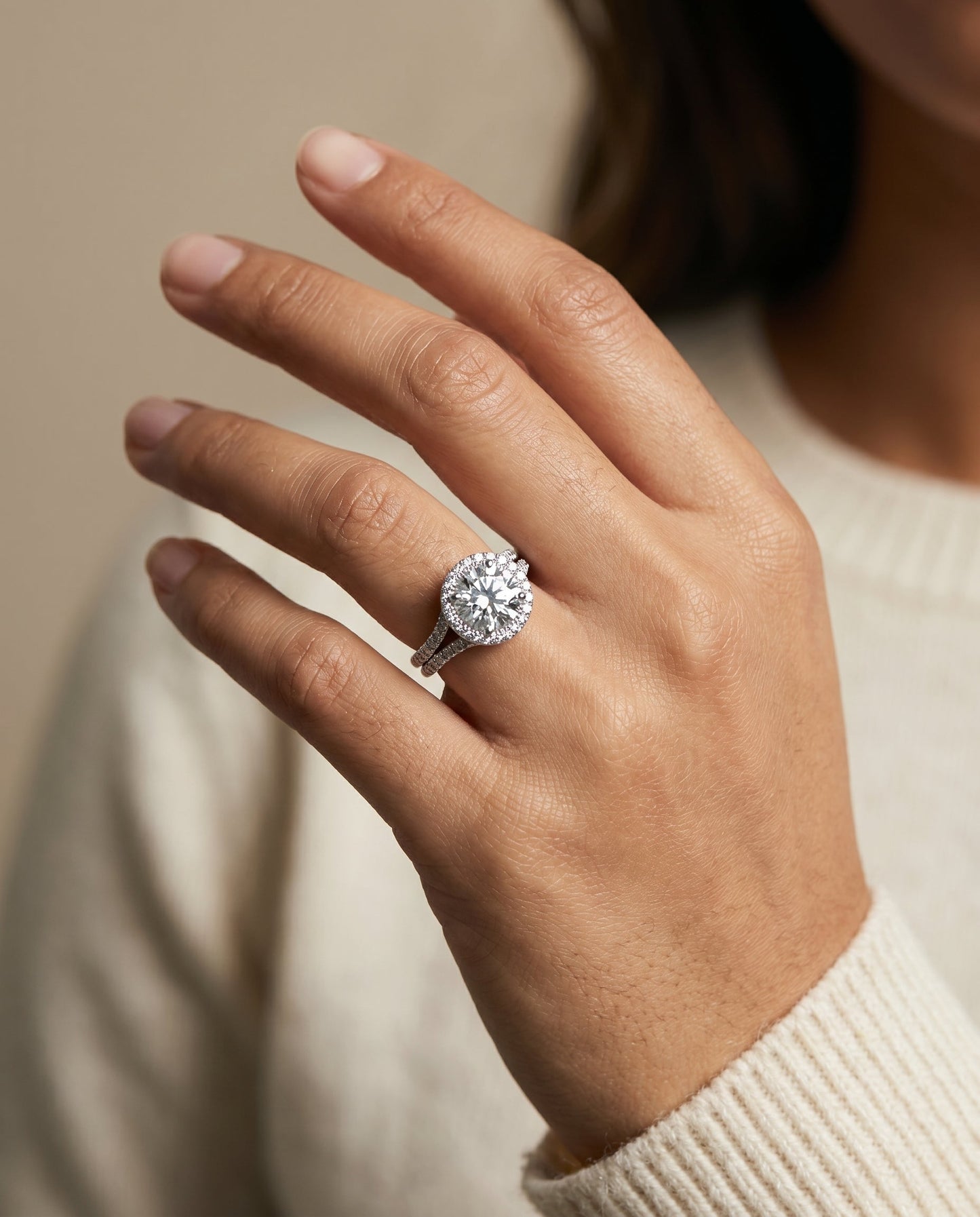 Toni Select Double Row Split Shank Halo in 14K White Gold – view 5