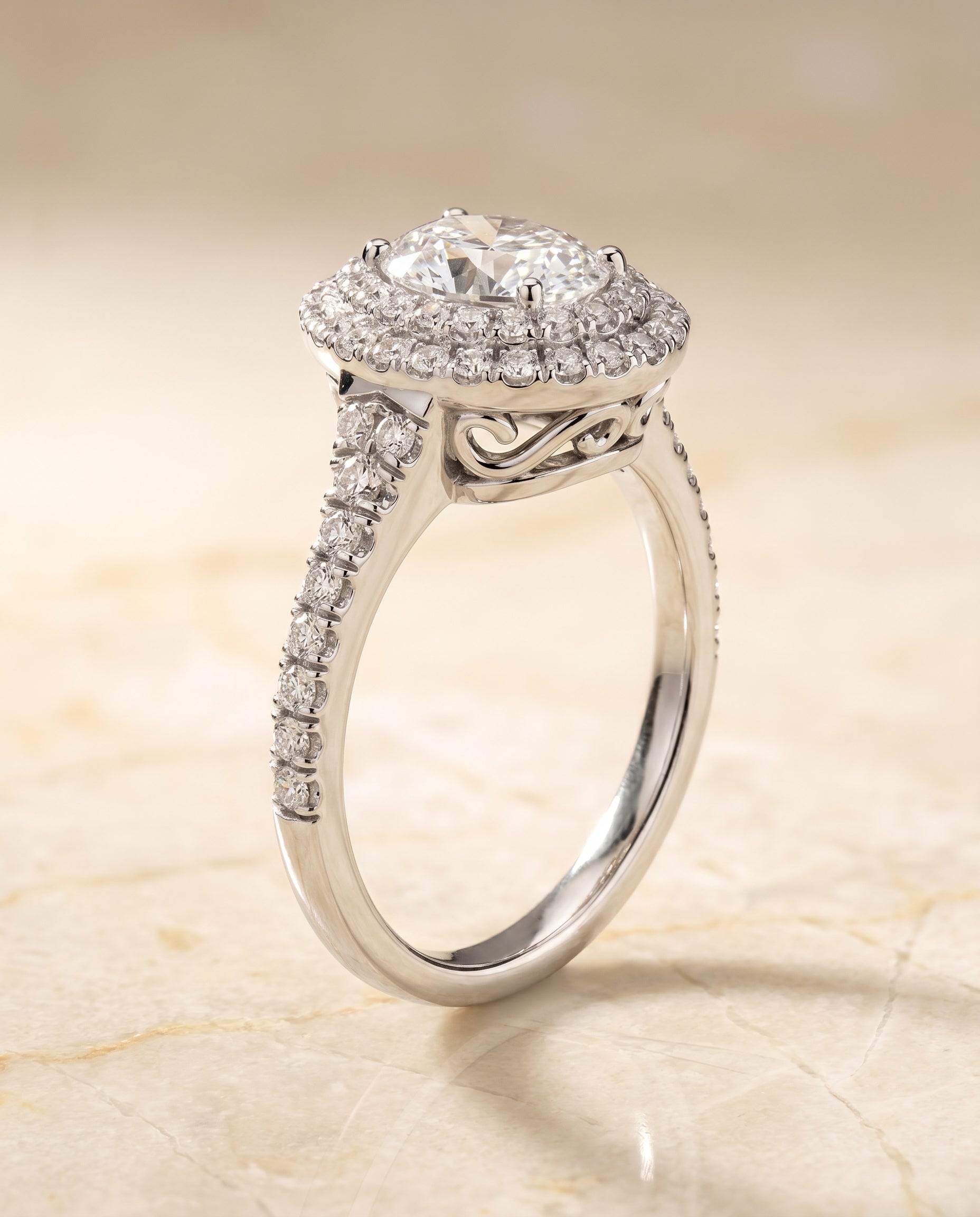 Double Halo styling on The Britney oval engagement ring setting | RockHer