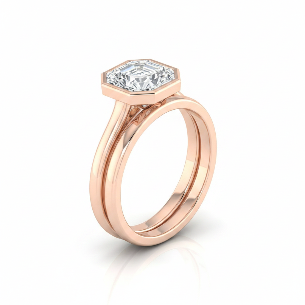 The Duran Matching Wedding Band, Asscher in 14K Rose Gold