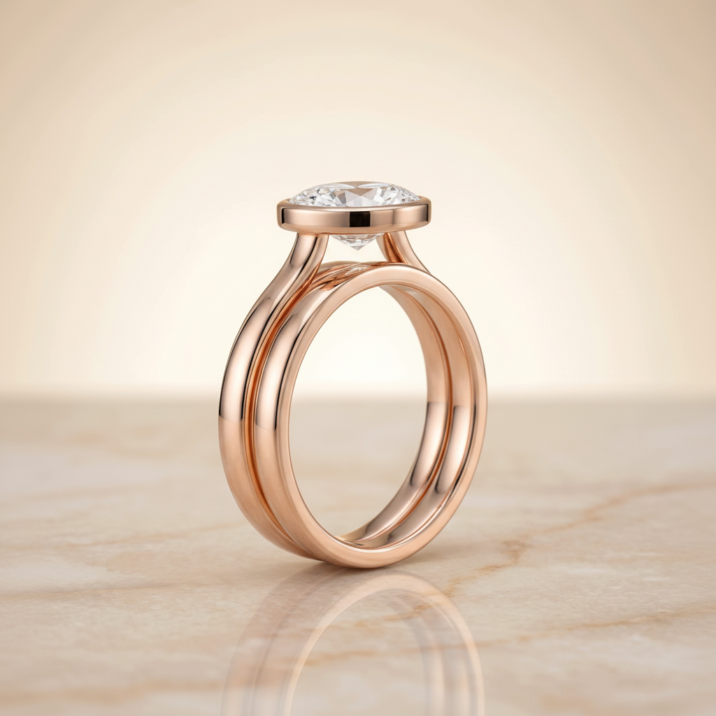The Duran Matching Wedding Band, Oval in 14K Rose Gold