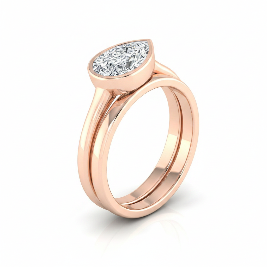 The Duran Matching Wedding Band, Pear in 14K Rose Gold