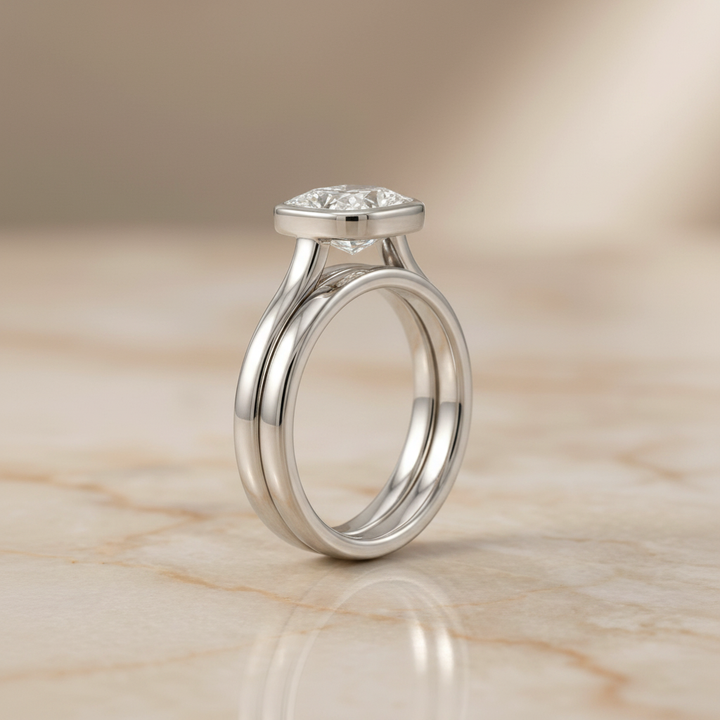 The Duran Matching Wedding Band, Cushion in 18K White Gold | RockHer