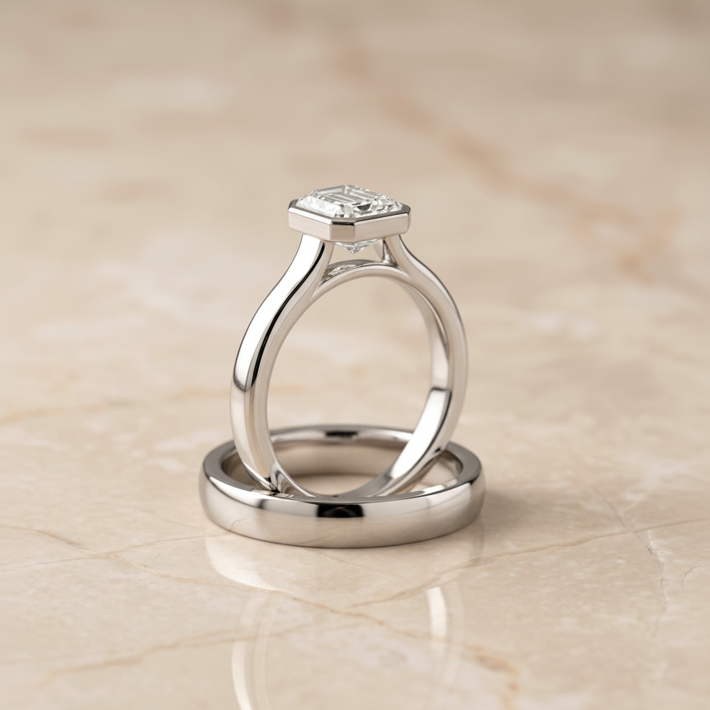 The Duran Matching Wedding Band, Emerald in 18K White Gold