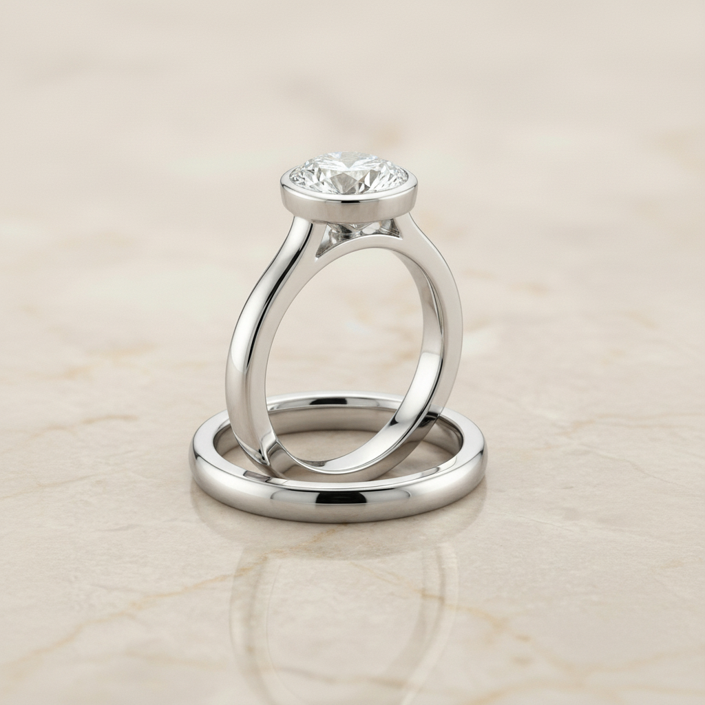 The Duran Matching Wedding Band, Round in 18K White Gold
