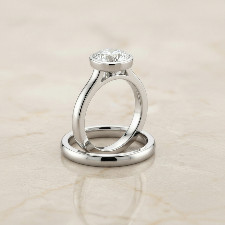 The Duran Matching Wedding Band, Round in 18K White Gold | RockHer