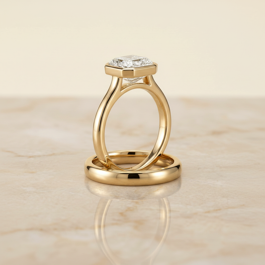 The Duran Matching Wedding Band, Asscher in 18K Yellow Gold