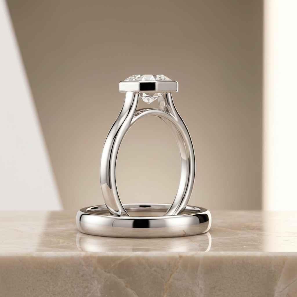 The Duran Matching Wedding Band, Asscher in Platinum