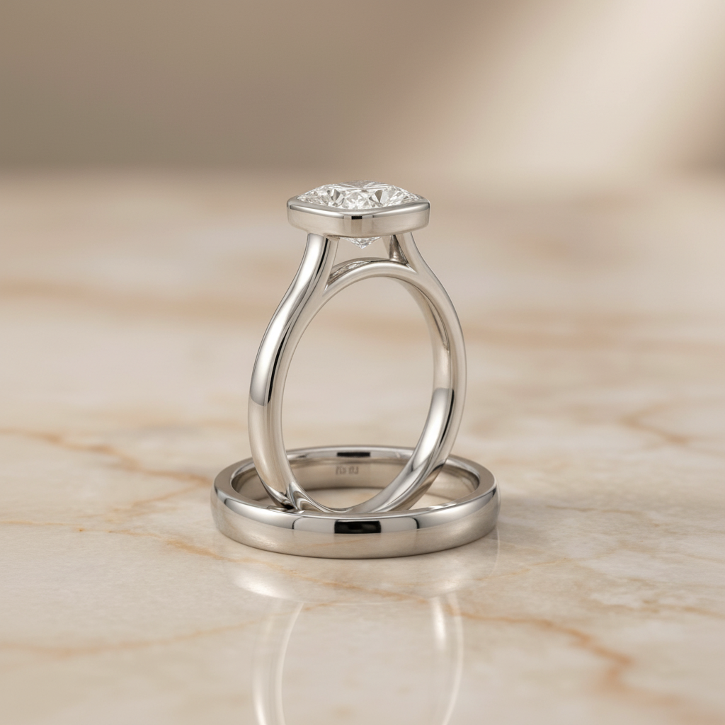 The Duran Matching Wedding Band, Cushion in Platinum