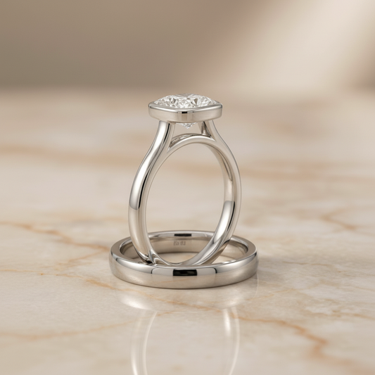 The Duran Matching Wedding Band, Cushion in Platinum
