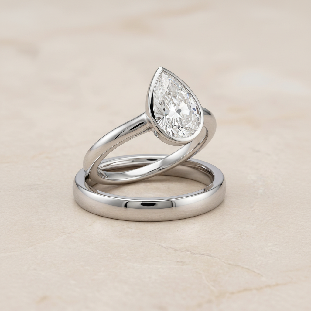 The Duran Matching Wedding Band, Pear in Platinum