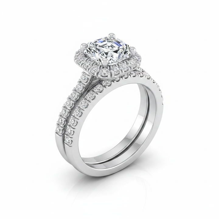 The Dylan Matching Wedding Band, Asscher in 18K White Gold | RockHer