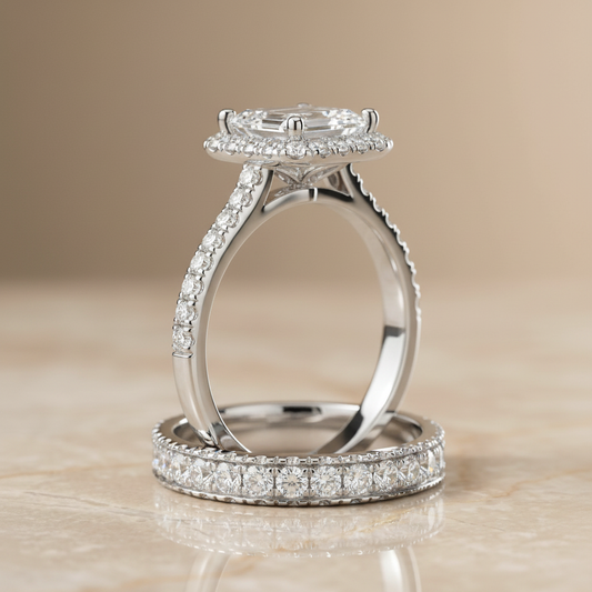 The Dylan Matching Wedding Band, Emerald in 18K White Gold