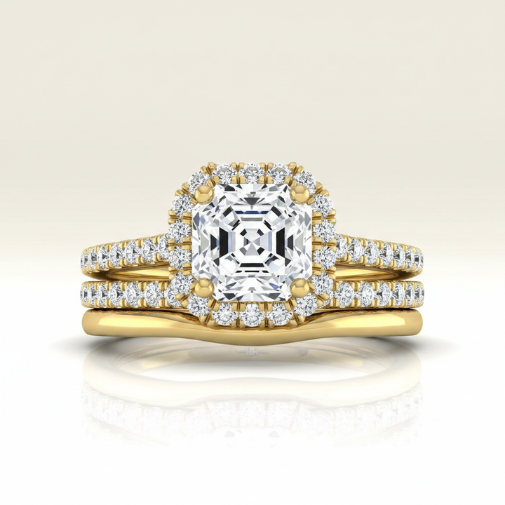 The Dylan Matching Wedding Band, Asscher in 18K Yellow Gold | RockHer