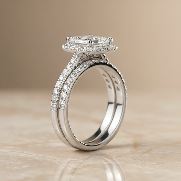 The Dylan Matching Wedding Band, Emerald in Platinum | RockHer