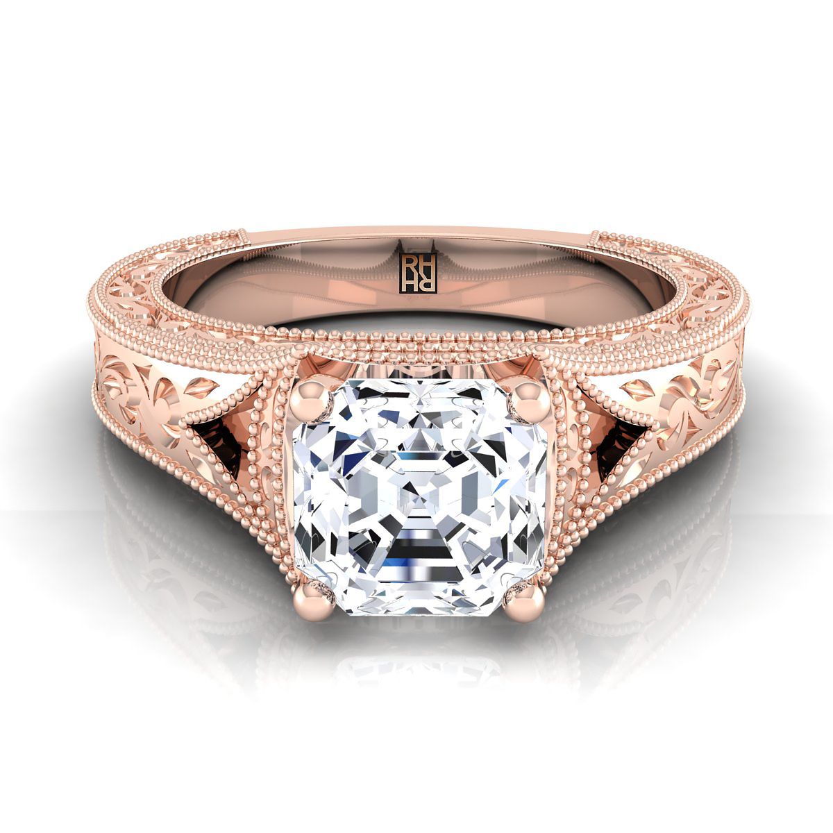 The Janis asscher engagement ring setting in 14K Rose Gold | RockHer