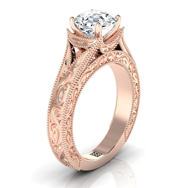 The Janis Select Vintage Solitaire Engagement Ring with Lab Diamond in 14K Rose Gold - view 2