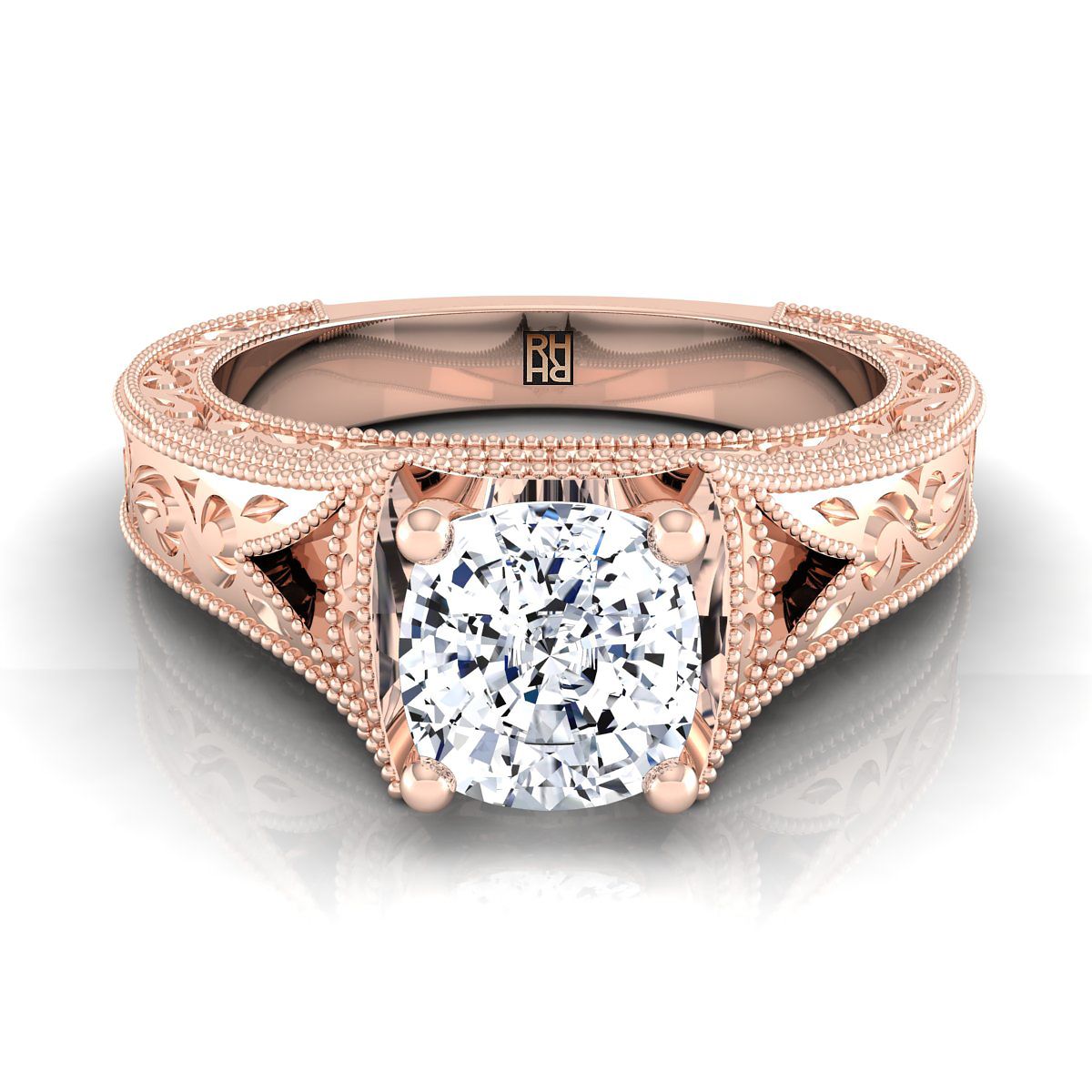 The Janis cushion engagement ring setting in 14K Rose Gold | RockHer