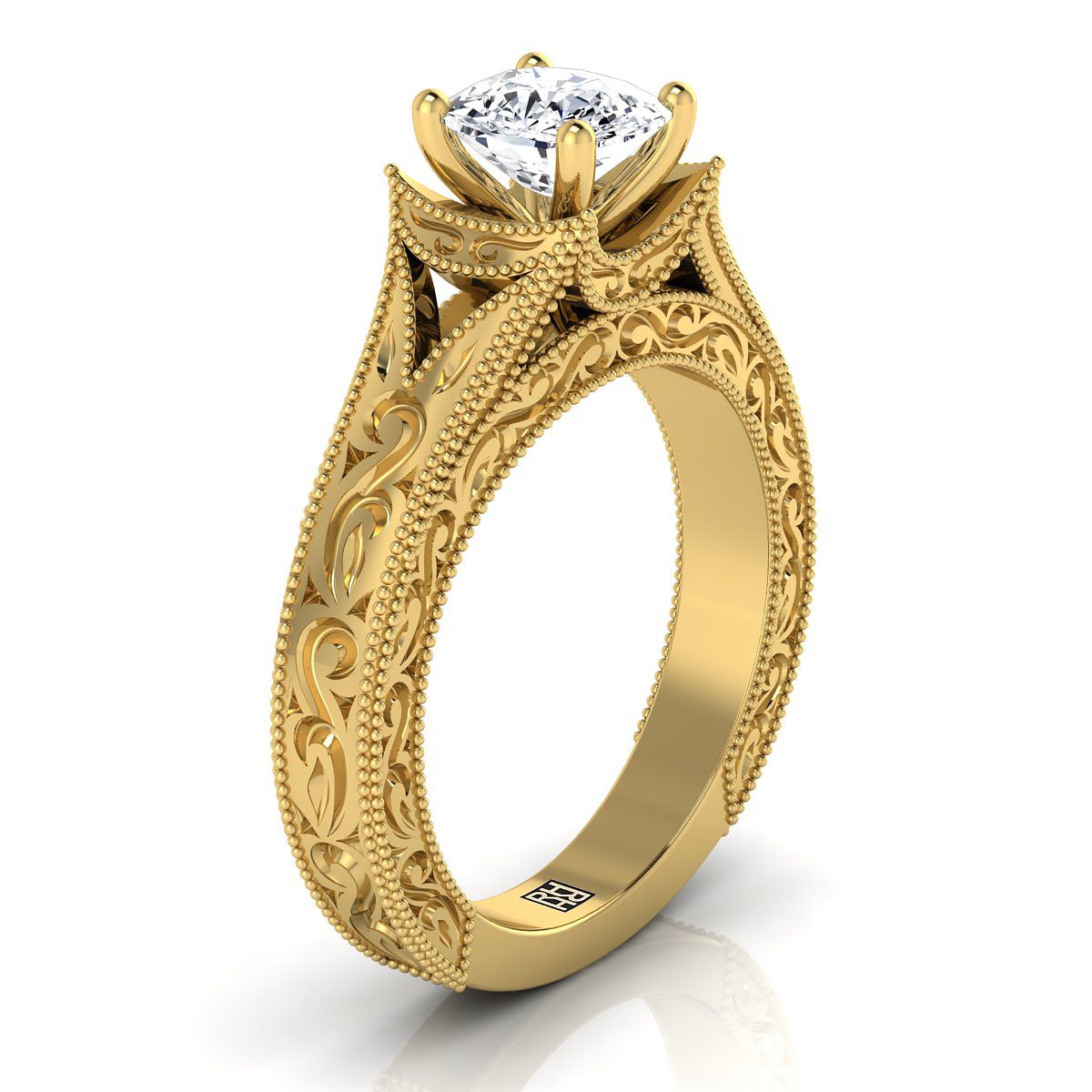 Made to order: The Janis cushion engagement ring setting in 18K Yellow Gold | RockHer