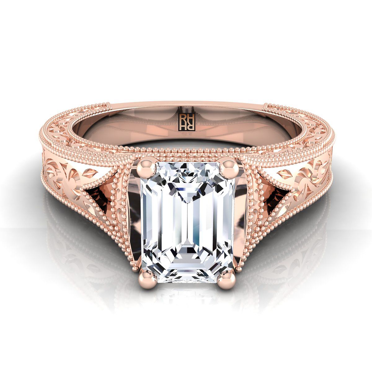 The Janis emerald engagement ring setting in 14K Rose Gold | RockHer
