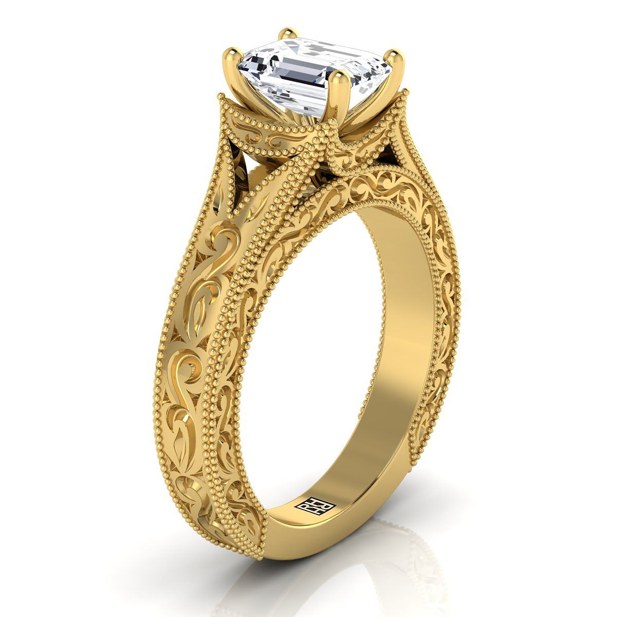 Made to order: The Janis emerald engagement ring setting in 18K Yellow Gold | RockHer