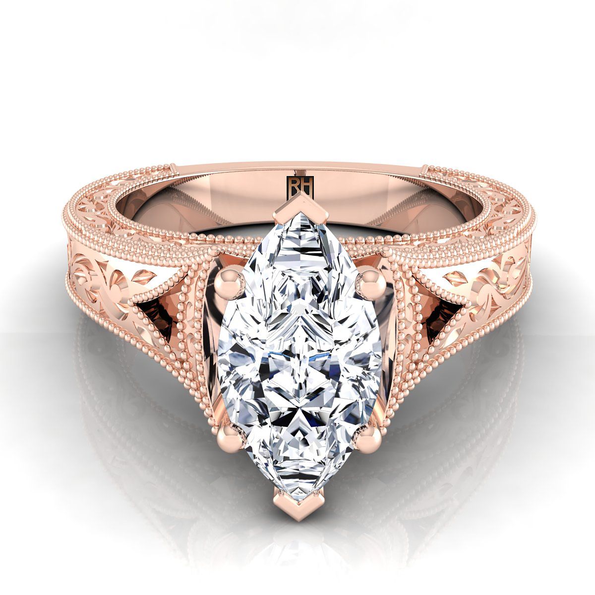 The Janis marquise engagement ring setting in 14K Rose Gold | RockHer