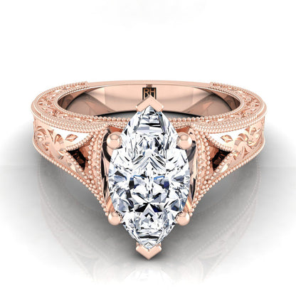 The Janis Select Vintage Solitaire Engagement Ring with Lab Diamond in 14K Rose Gold - view 1