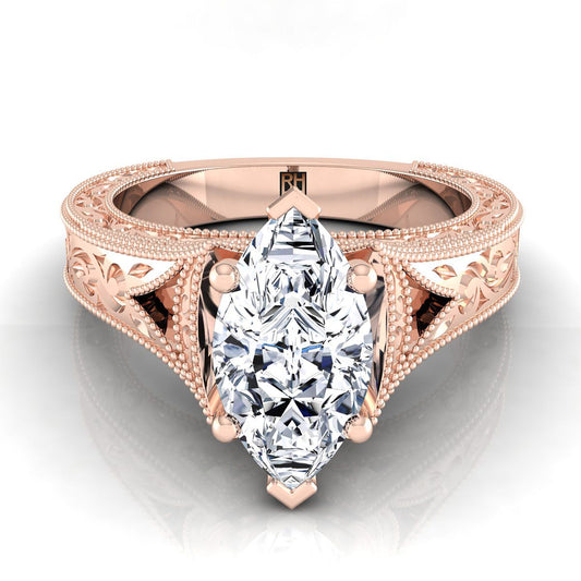 The Janis Select Vintage Solitaire Engagement Ring with Lab Diamond in 14K Rose Gold - view 1