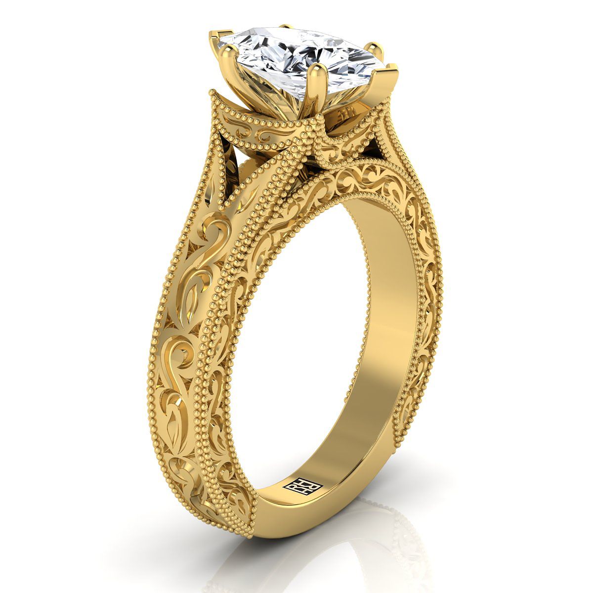 Made to order: The Janis marquise engagement ring setting in 18K Yellow Gold | RockHer