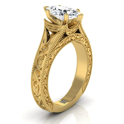 Janis Select Vintage Solitaire Marquise Lab Diamond Engagement Ring in 18K Yellow Gold | RockHer