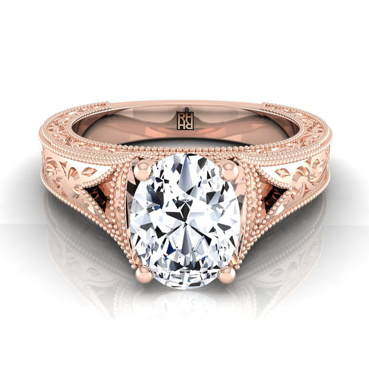 The Janis Select Vintage Solitaire Engagement Ring with Lab Diamond in 14K Rose Gold - view 1