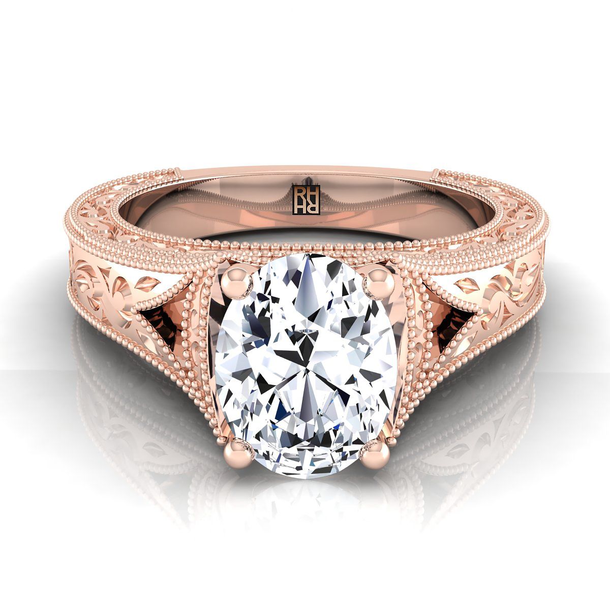Janis Select Vintage Solitaire Oval Lab Diamond Engagement Ring in 14K Rose Gold | RockHer